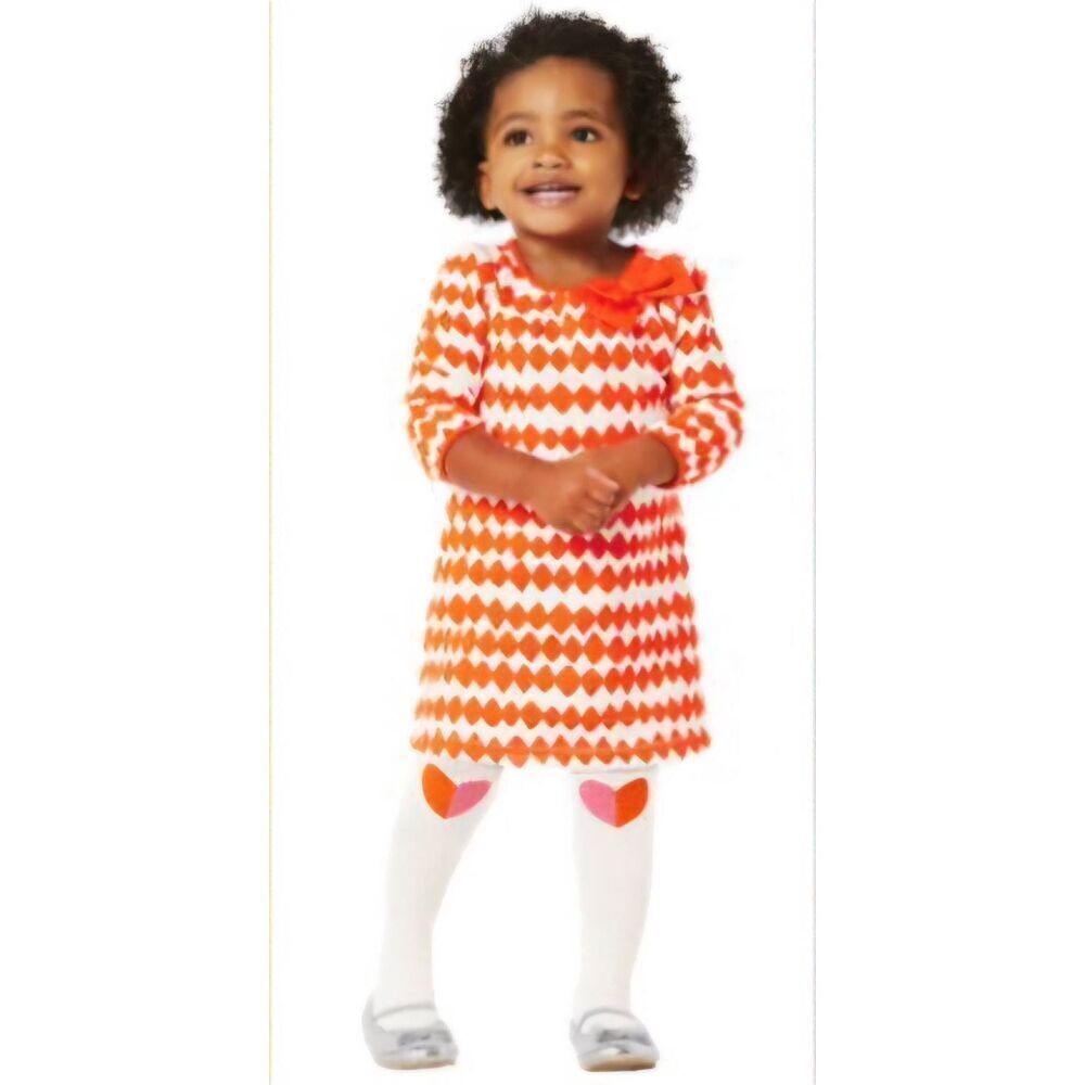 Gymboree Chevron Orange White Dress 4T NWOT